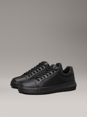 triple black leather trainers for men calvin klein jeans