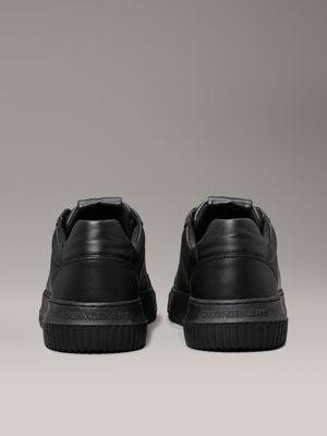 triple black leather trainers for men calvin klein jeans