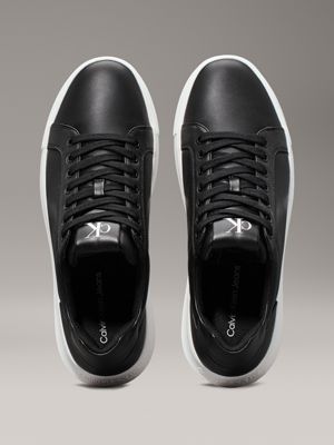 black/bright white leather trainers for men calvin klein jeans