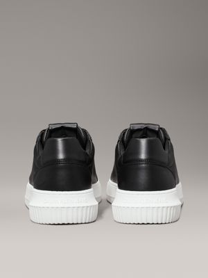 black/bright white leather trainers for men calvin klein jeans