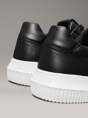 black/bright white leather trainers for men calvin klein jeans