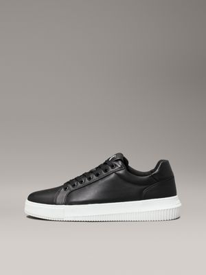 black/bright white leather trainers for men calvin klein jeans