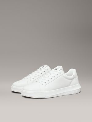 triple bright white leather trainers for men calvin klein jeans