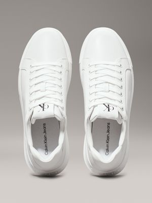 triple bright white leather trainers for men calvin klein jeans