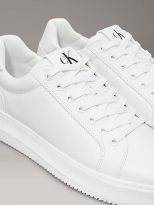 triple bright white leather trainers for men calvin klein jeans