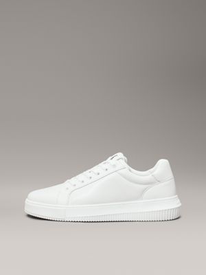 triple bright white leather trainers for men calvin klein jeans