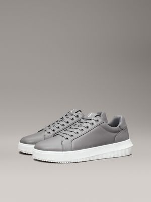 charcoal grey/bright white leather trainers for men calvin klein jeans