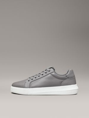 charcoal grey/bright white leather trainers for men calvin klein jeans