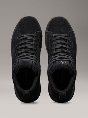 triple black suede trainers for men calvin klein jeans