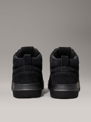 triple black suede trainers for men calvin klein jeans