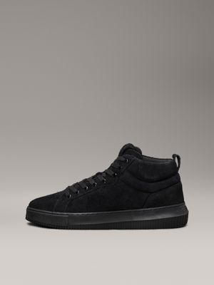 triple black suede trainers for men calvin klein jeans