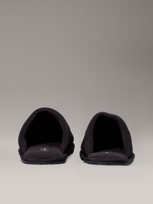 triple black fleece lined slippers for men calvin klein jeans