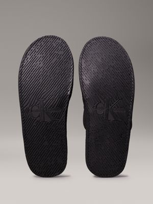 triple black fleece lined slippers for men calvin klein jeans