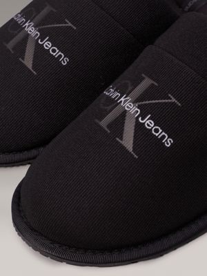 triple black fleece lined slippers for men calvin klein jeans