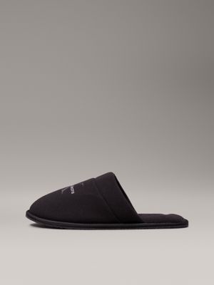 triple black fleece lined slippers for men calvin klein jeans