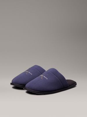 calvin navy/black fleece lined slippers for men calvin klein jeans