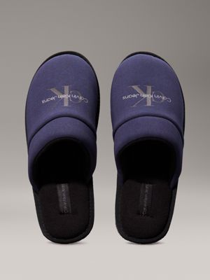 calvin navy/black fleece lined slippers for men calvin klein jeans