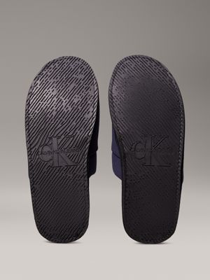 calvin navy/black fleece lined slippers for men calvin klein jeans