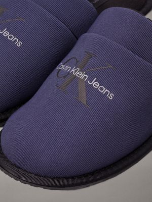 calvin navy/black fleece lined slippers for men calvin klein jeans