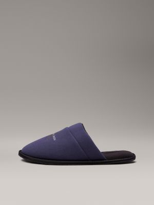 calvin navy/black fleece lined slippers for men calvin klein jeans