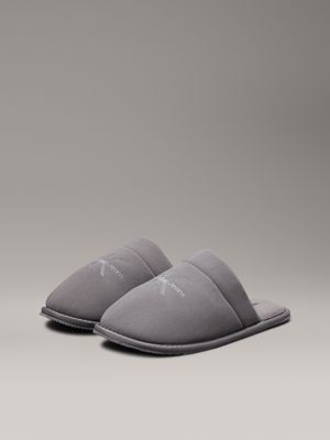 triple charcoal grey fleece lined slippers for men calvin klein jeans