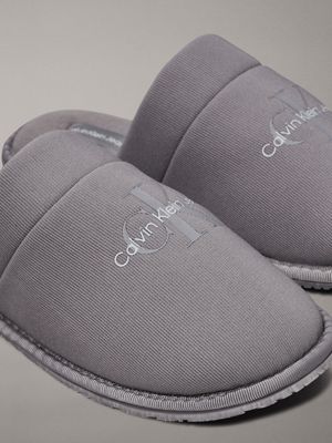 triple charcoal grey fleece lined slippers for men calvin klein jeans