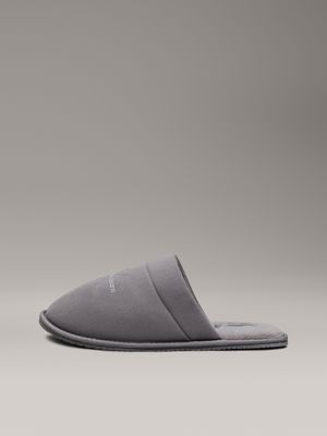 triple charcoal grey fleece lined slippers for men calvin klein jeans