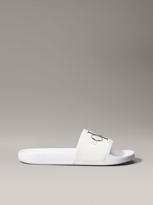 white canvas sliders - pride for men calvin klein jeans