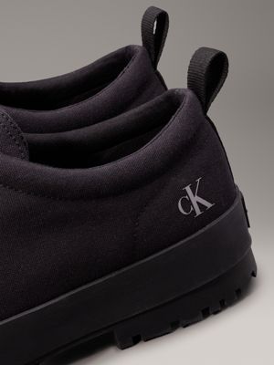 triple black canvas lace-up shoes for men calvin klein jeans