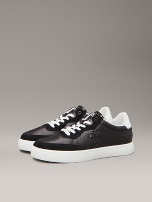 black/bright white leather trainers for men calvin klein jeans