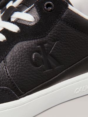 black/bright white leather trainers for men calvin klein jeans