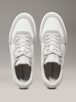 sneaker in pelle white/oyster mushroom/formal grey da uomini calvin klein jeans