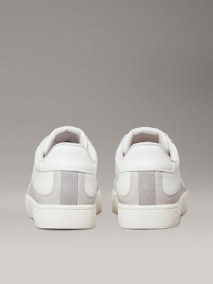 sneaker in pelle white/oyster mushroom/formal grey da uomini calvin klein jeans