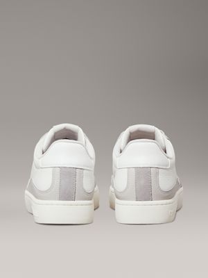 white/oyster mushroom/formal grey leather trainers for men calvin klein jeans