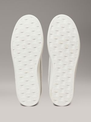 sneaker in pelle white/oyster mushroom/formal grey da uomini calvin klein jeans