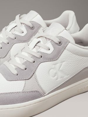 sneaker in pelle white/oyster mushroom/formal grey da uomini calvin klein jeans