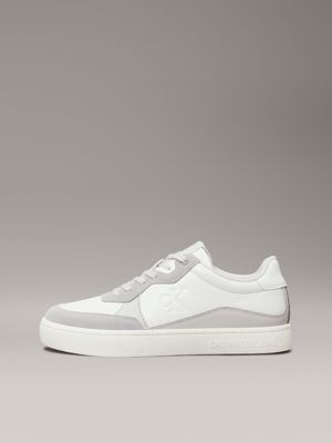 sneaker in pelle white/oyster mushroom/formal grey da uomini calvin klein jeans
