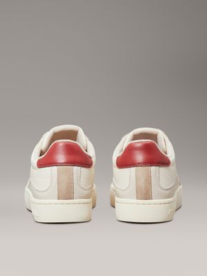 sneaker in pelle creamy white/eggshell/travertine da uomini calvin klein jeans