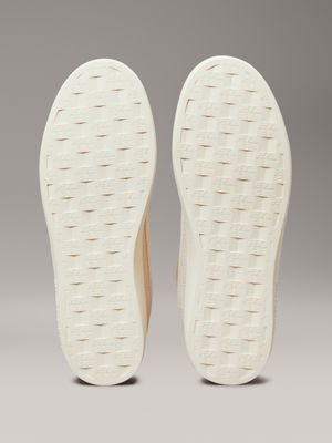 sneaker in pelle creamy white/eggshell/travertine da uomini calvin klein jeans