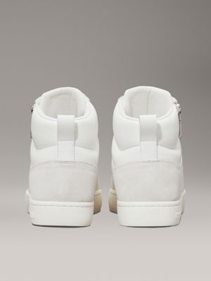 triple bright white leather high-top trainers for men calvin klein jeans