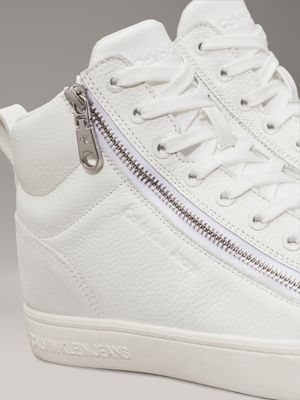 triple bright white leather high-top trainers for men calvin klein jeans