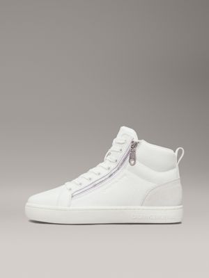 triple bright white leather high-top trainers for men calvin klein jeans