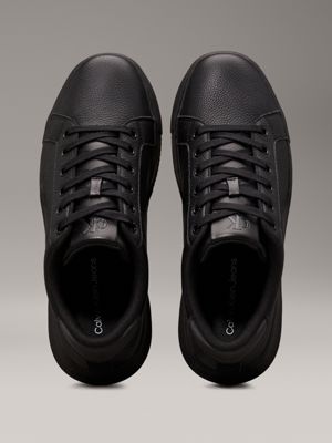 triple black leather trainers for men calvin klein jeans