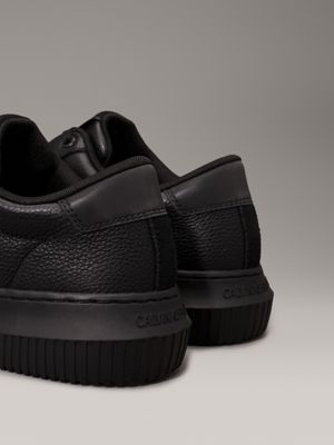 triple black leather trainers for men calvin klein jeans