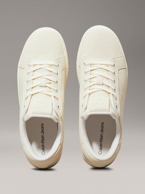 creamy white trainers for men calvin klein jeans