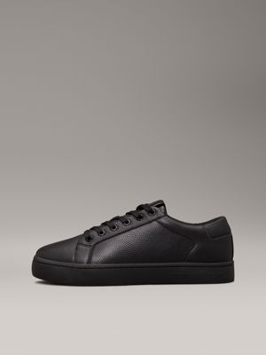 triple black leather trainers for men calvin klein jeans