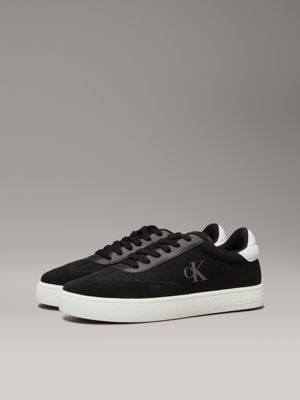 black/bright white canvas trainers for men calvin klein jeans