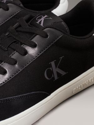 black/bright white canvas trainers for men calvin klein jeans