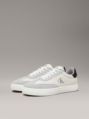 creamy white/white/formal grey canvas trainers for men calvin klein jeans