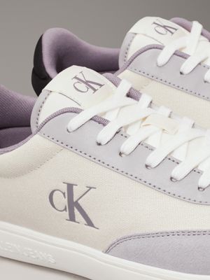 creamy white/white/formal grey canvas trainers for men calvin klein jeans